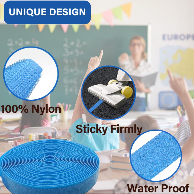WAHXIAOSW 4 Rolls 100 Feet Carpet Marker Strips for Classroom Teachers and Social Distancing Nylon Carpet Strips Carpet Spots Strips Floor Carpet Markers Preschool and Kindergarten Childhood Education Seating - Image 3